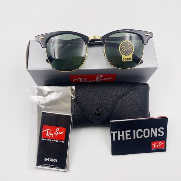 Ray-Ban 3016 Sunglasses Green Lenses Black Frame Classic RayBan Sunglasses